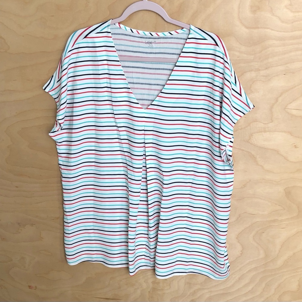 Loft Relaxed Kimono Sleeve Top White Womens Size XL.
